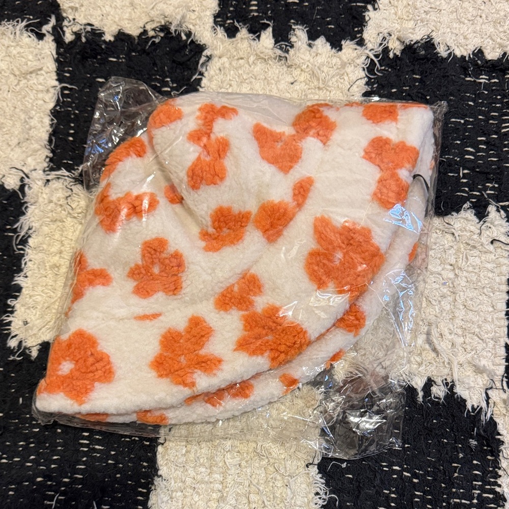 Floral Orange and White Bucket Hat
